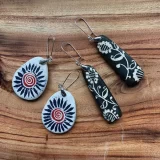 Ceramic silver hook earrings