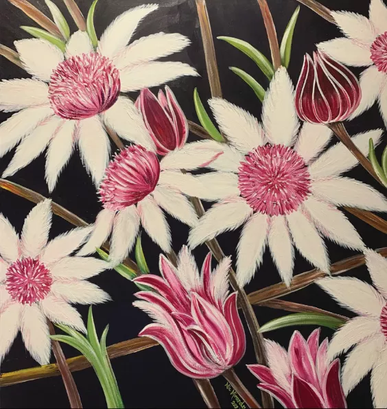 Pink Flannel Flower Painting